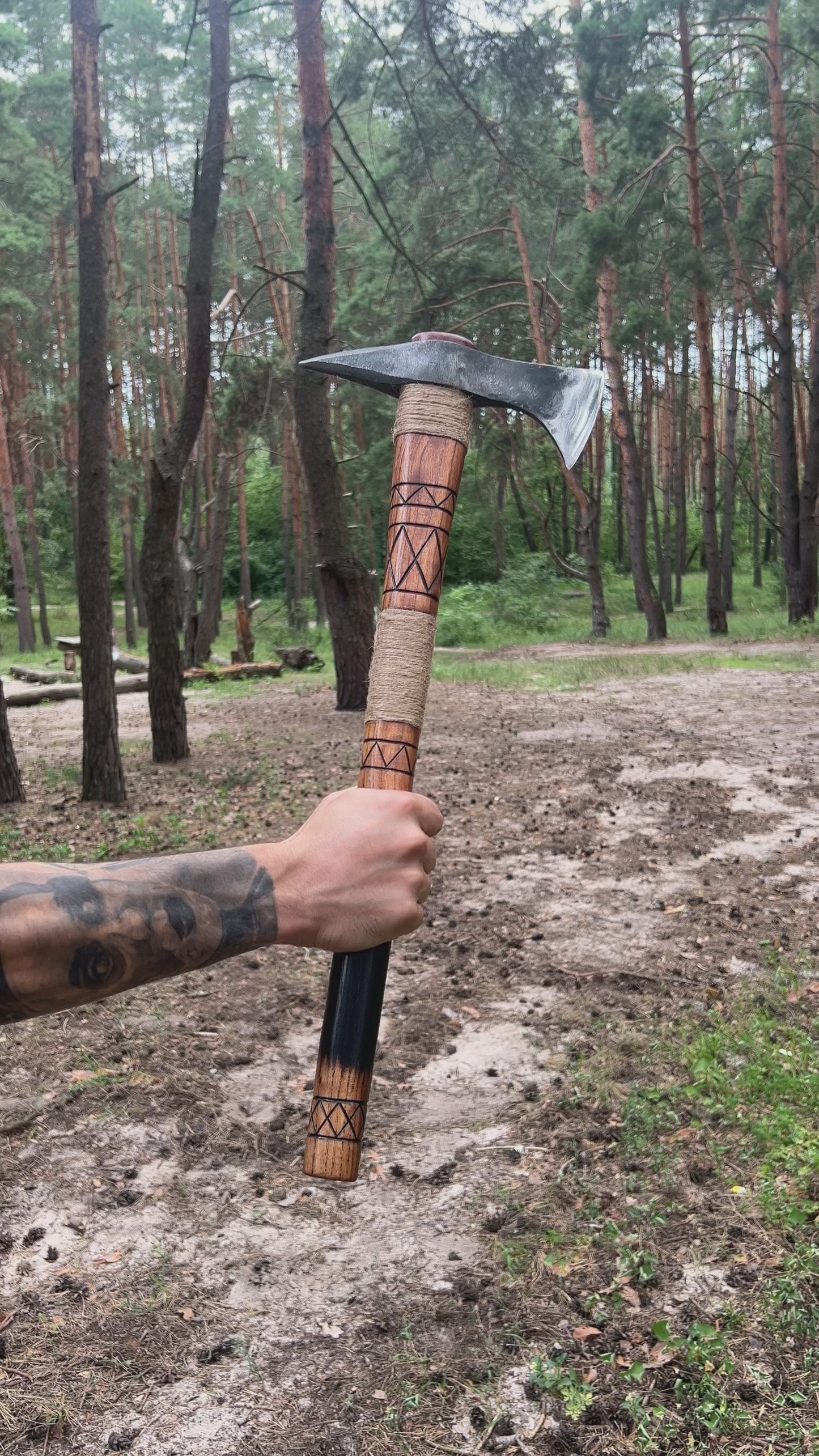 Hand-forged Gagegizhig tomahawk