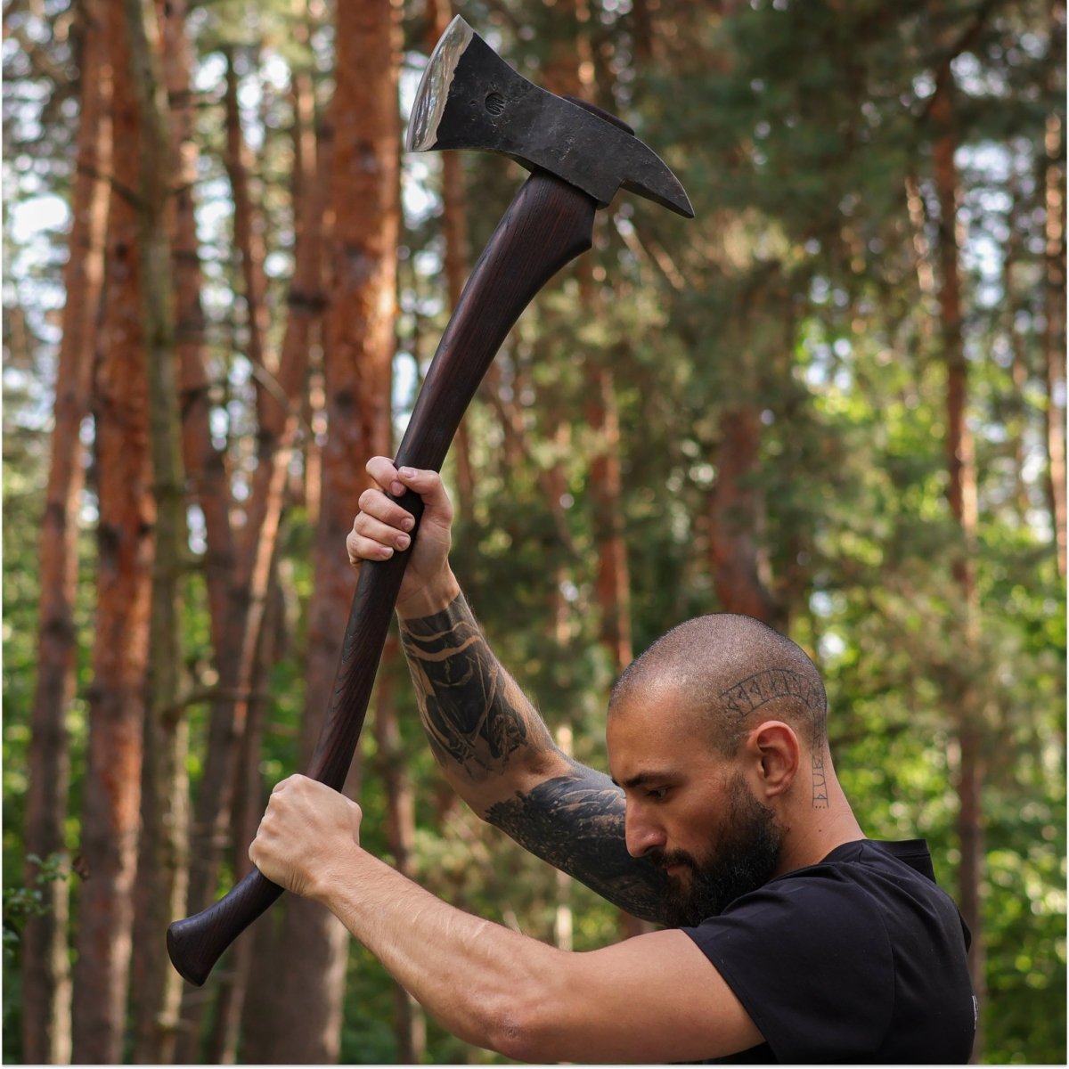 Hand-Forged Fireman’s Axe “American Superhero” with Leather Case