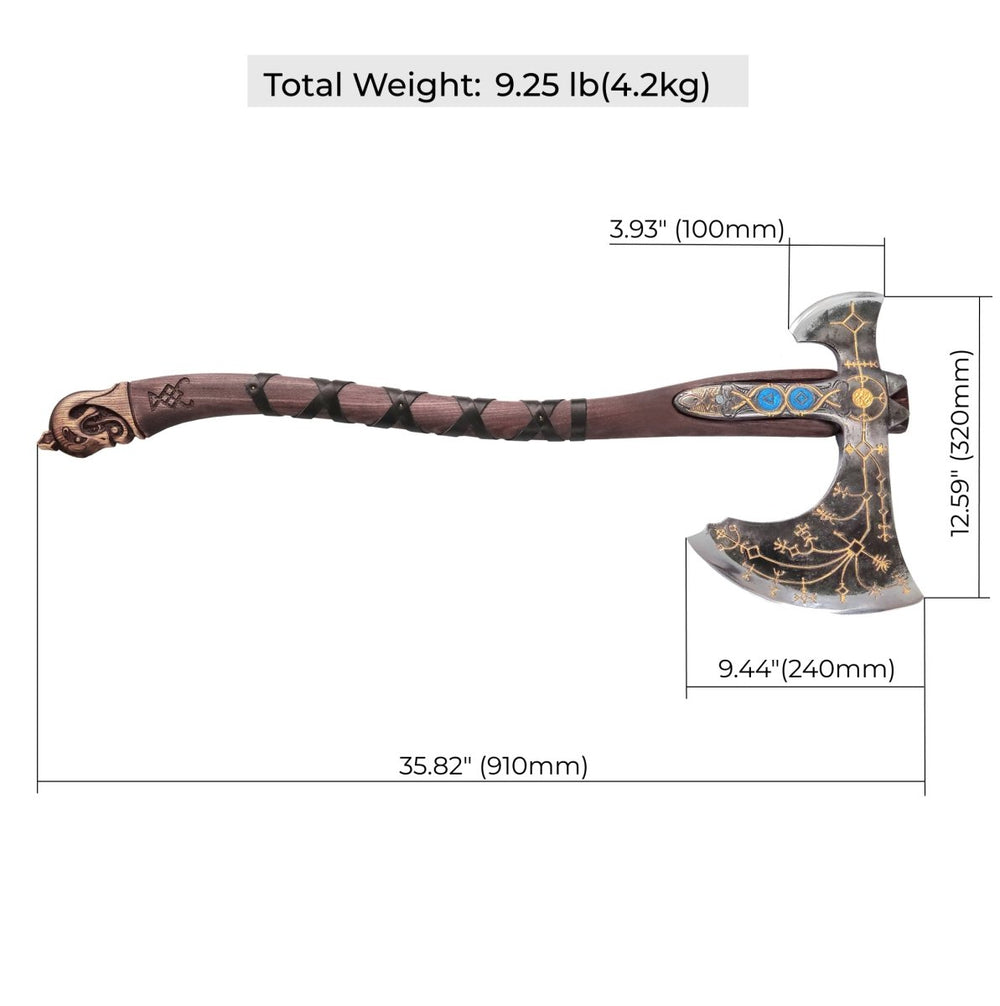 2-Handed Hand Forged "Leviathan Kratos" Axe v 2.0 (From God Of War)