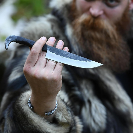 Raven's Beak Viking Seax Knife, Hand-forged 5.5" Blade – view 2