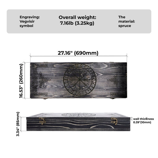 Runic wooden gift box for big axe – view 2
