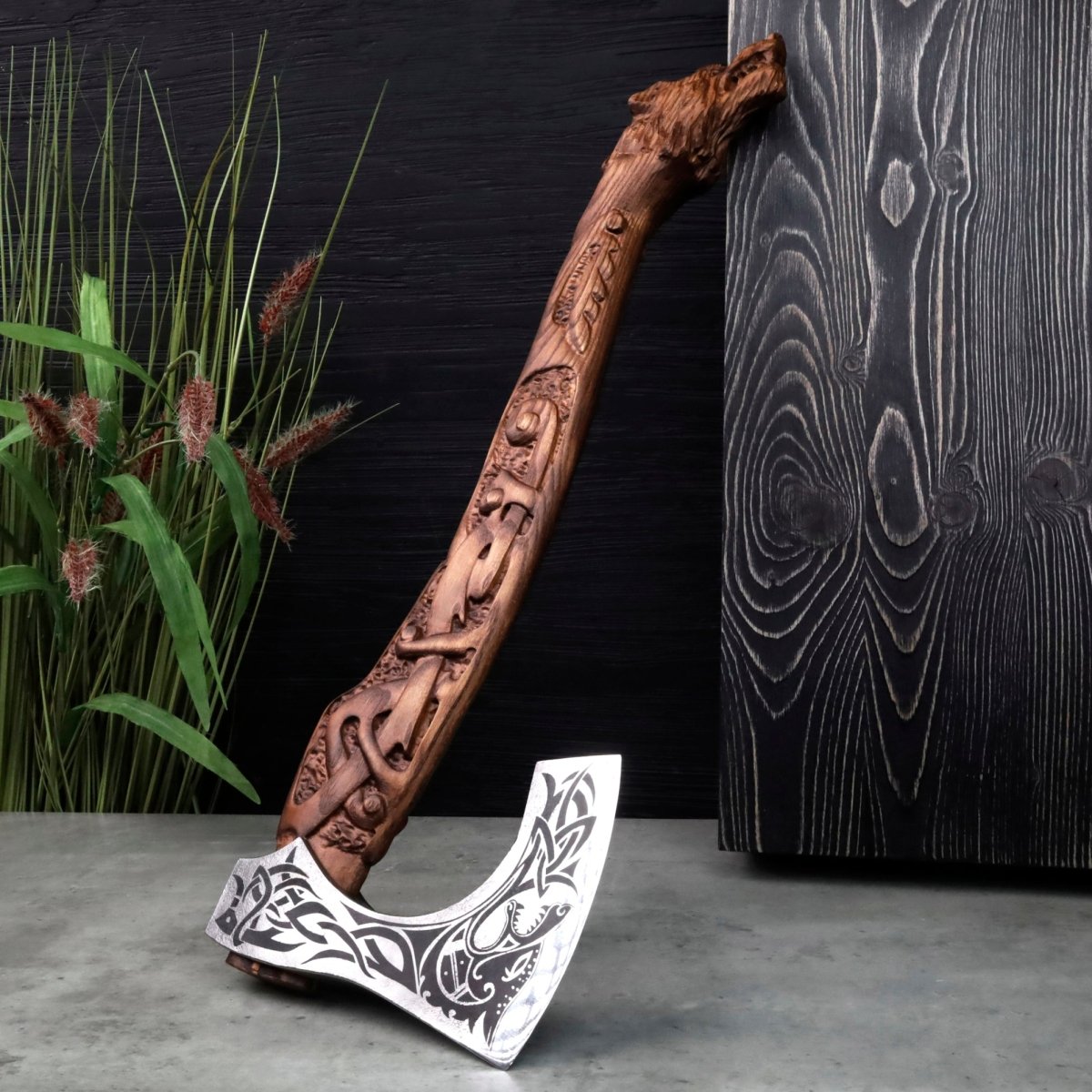 Viking Axe Handmade Ulfhednar Warriors – Fenrir Carved Nordic Axe