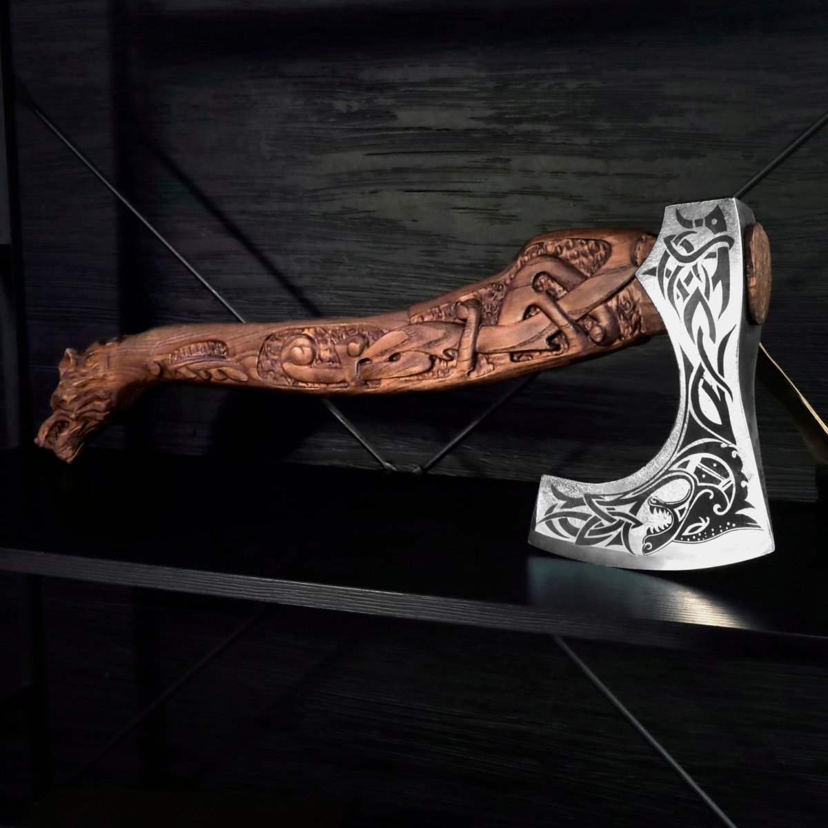 Viking Axe Handmade Ulfhednar Warriors – Fenrir Carved Nordic Axe