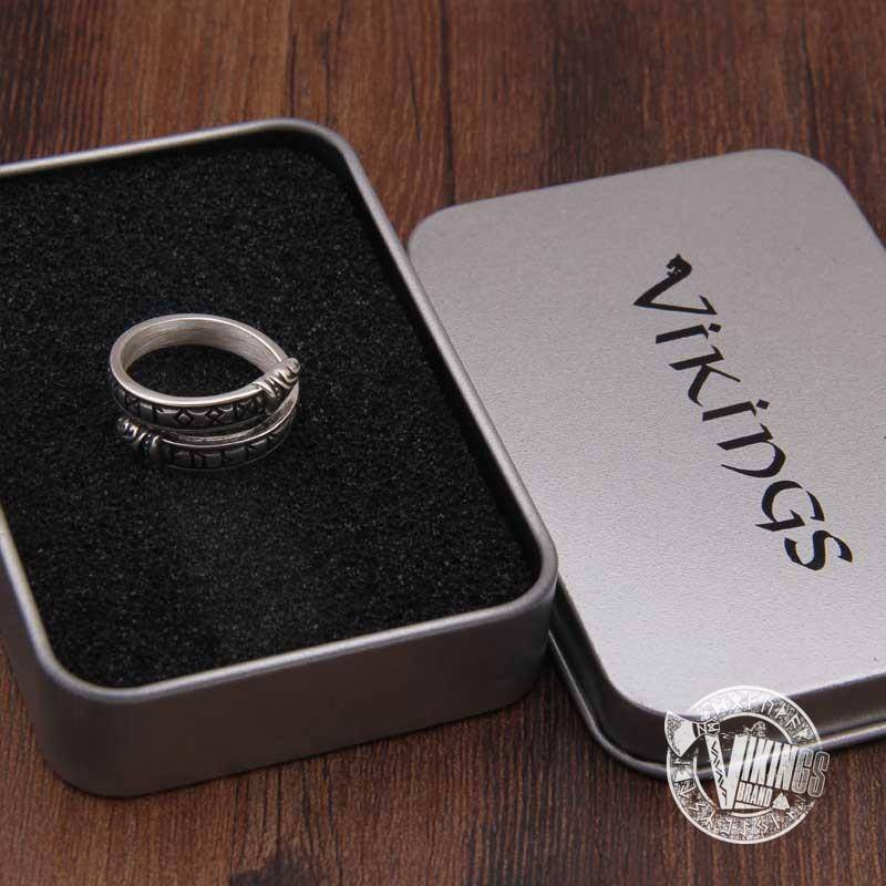 925 Sterling Silver Ouroboros Viking Ring - VikingsBrand
