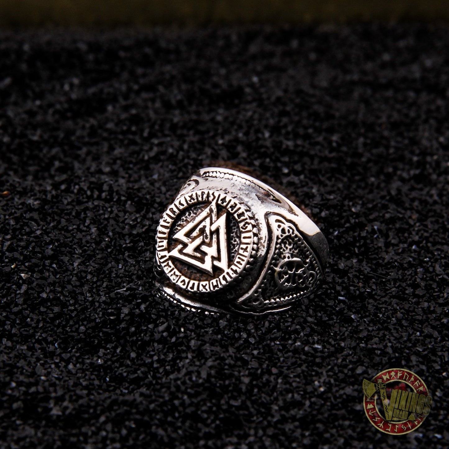 925 Sterling Silver Viking Norse Valknut Ring - Adjustable from US 7 to US 15 - VikingsBrand