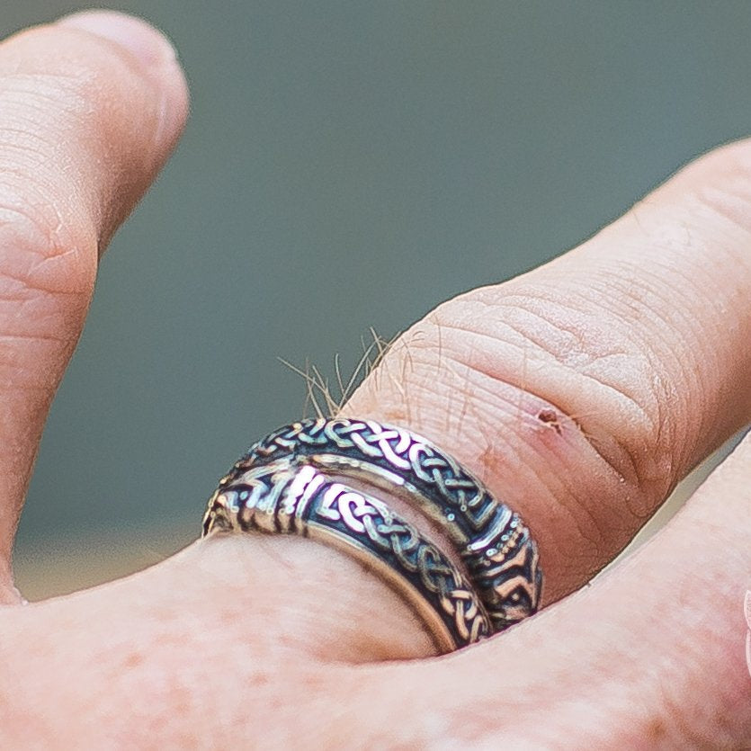 Jormungand Ornament 925 Sterling Silver Viking Ring - VikingsBrand