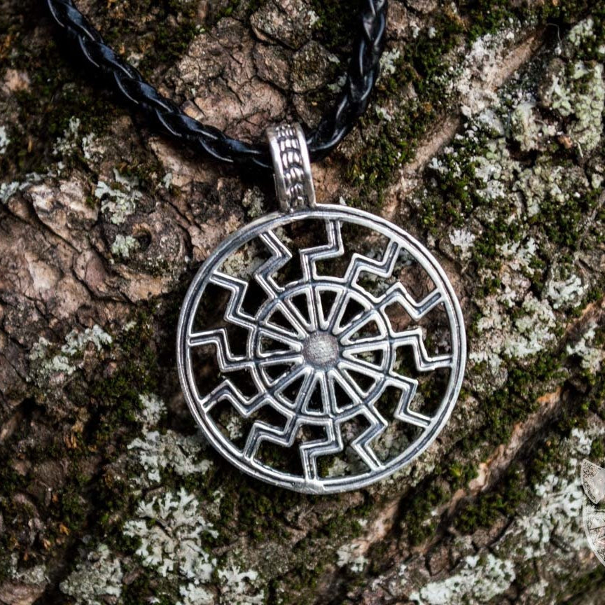 Schwarze Sonne Symbol 925 Sterling Silver Pendant - VikingsBrand