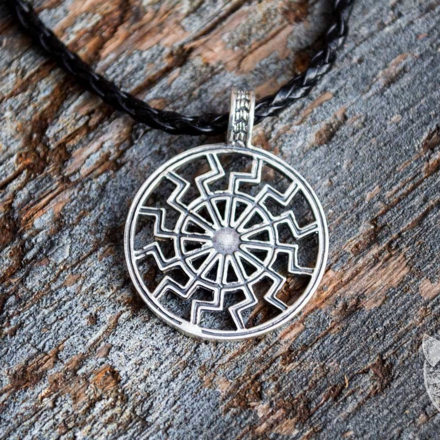 Schwarze Sonne Symbol 925 Sterling Silver Pendant - VikingsBrand