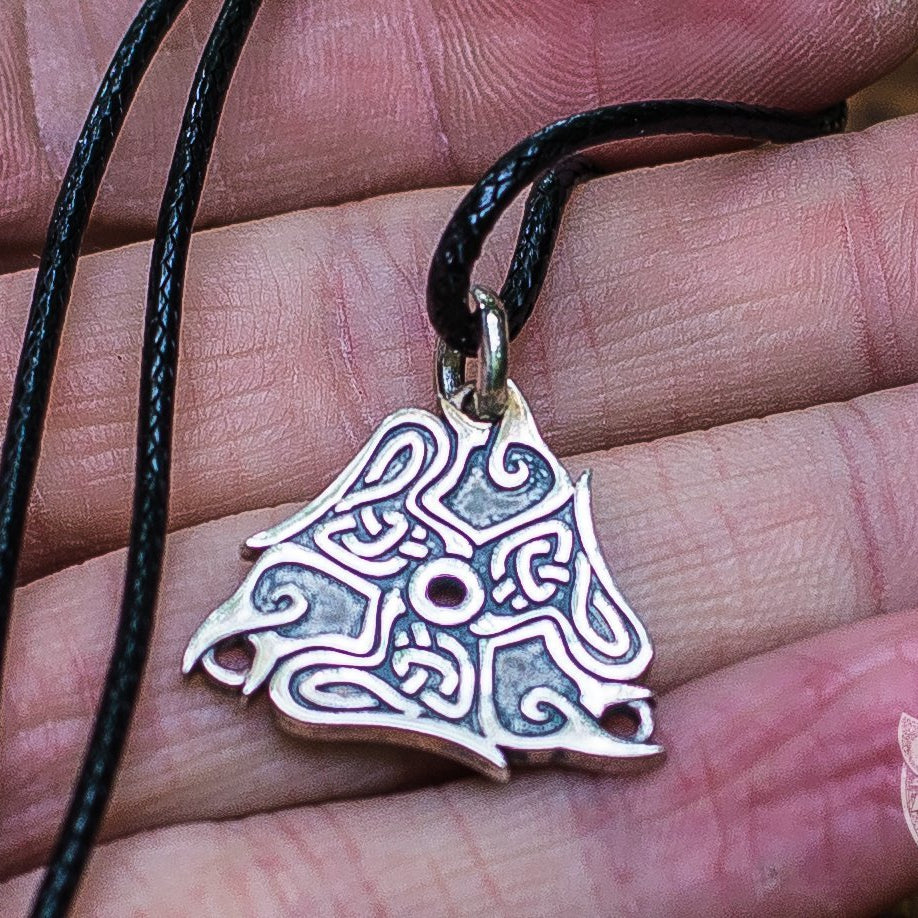 Ancient Raven Ornament 925 Sterling Silver Pendant - VikingsBrand