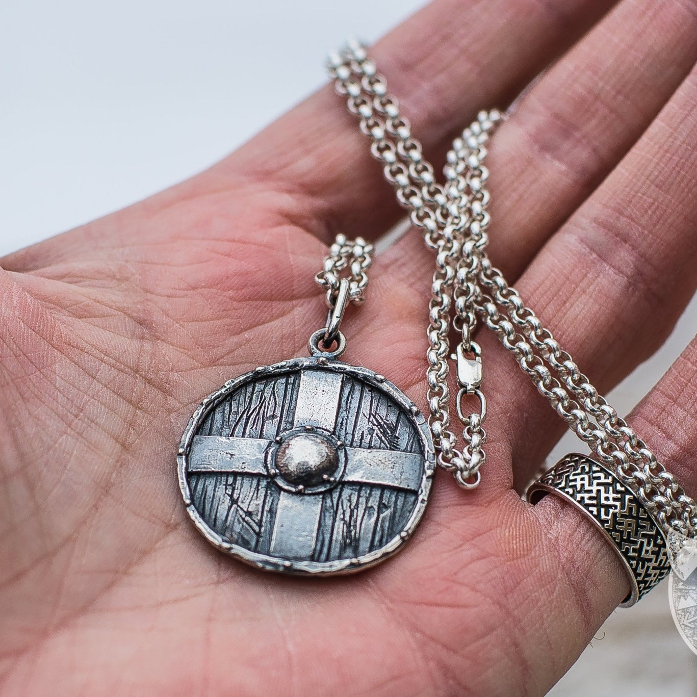 Ancient Rollo's Shield 925 Sterling Silver Pendant - VikingsBrand