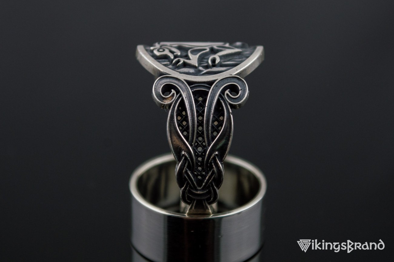 Animal Viking Symbol with Viking Ornament Sterling Silver Norse Jewelry