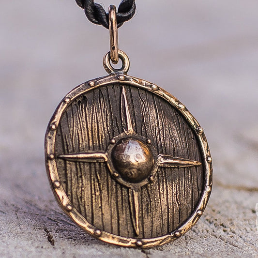 Antique Vikings shield bronze pendant – view 2