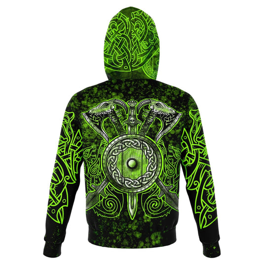 Berserker warrior cotton hoodie, green – view 2