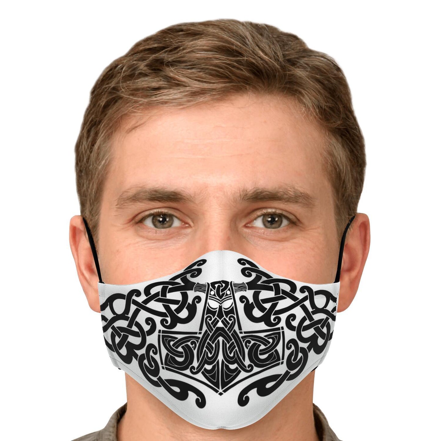 Black Mjolnir, Thor's Hammer Face Viking Face Mask Cover