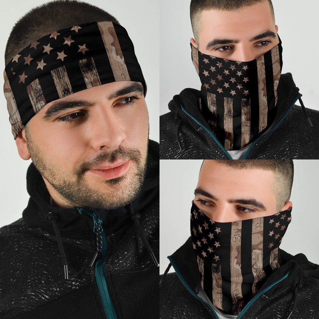Camo US Flag Neck Gaiter | Face Shield | Bandana