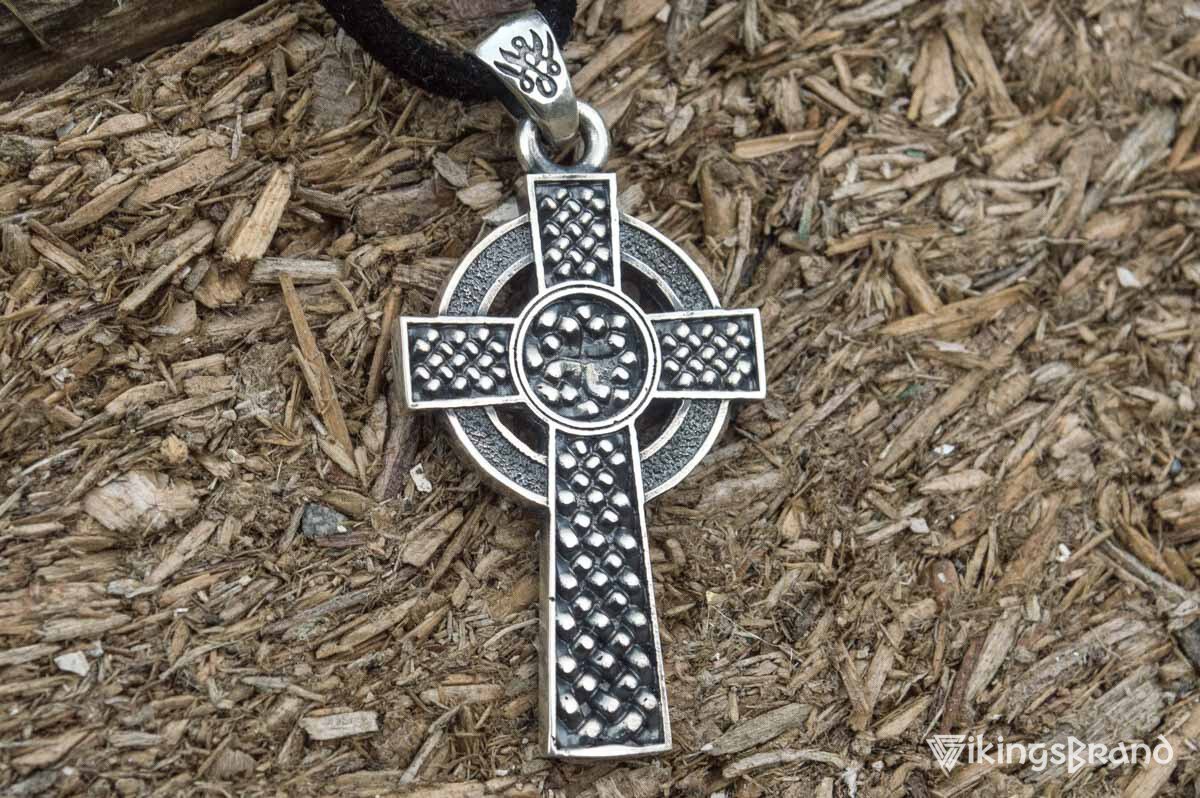 Celtic Vikings Cross with Ornament Pendant Sterling Silver Jewelry