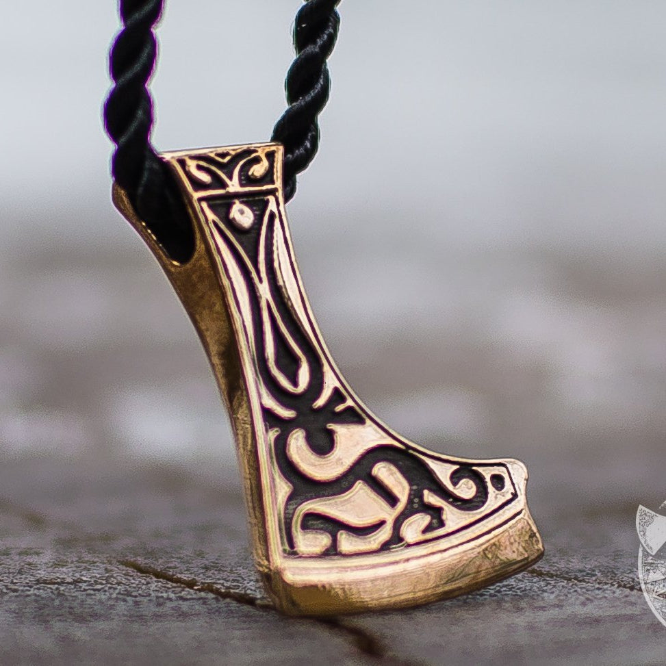 Deer Ornament and Perun's Axe Bronze Pendant - VikingsBrand