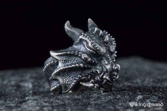 dragon head Viking ring in 925 sterling silver – view 2