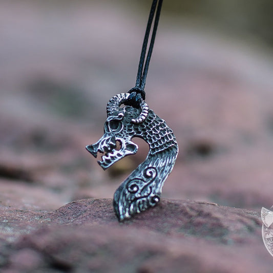 Drakkar dragon head pendant in 925 sterling silver – view 2