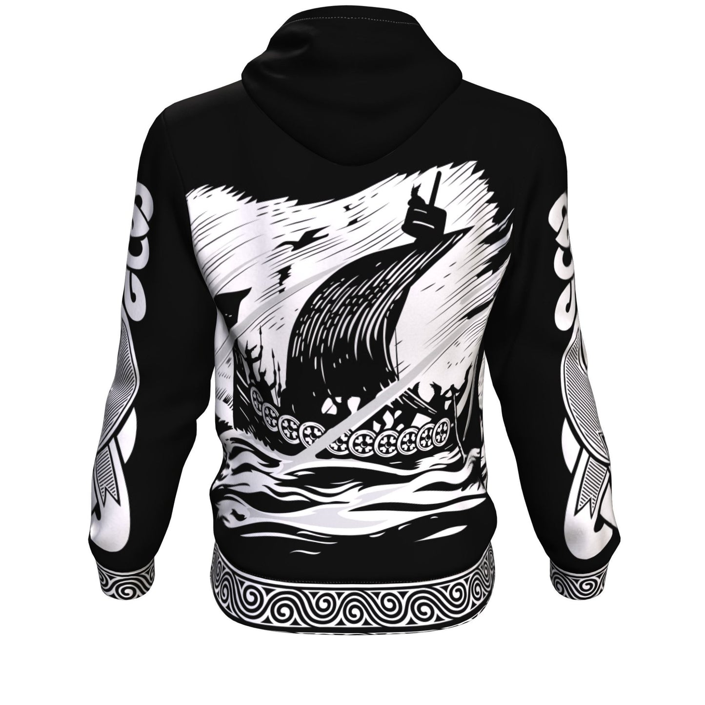 Drakkar Sailing with Viking Warriors Black Hoodie - VikingsBrand