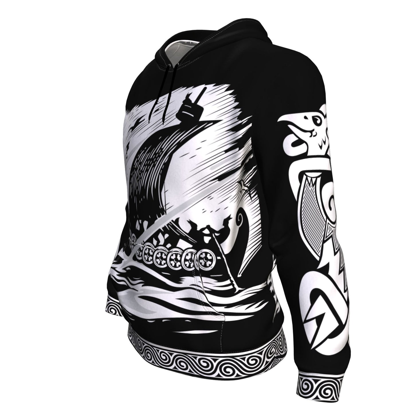 Drakkar Sailing with Viking Warriors Black Hoodie - VikingsBrand