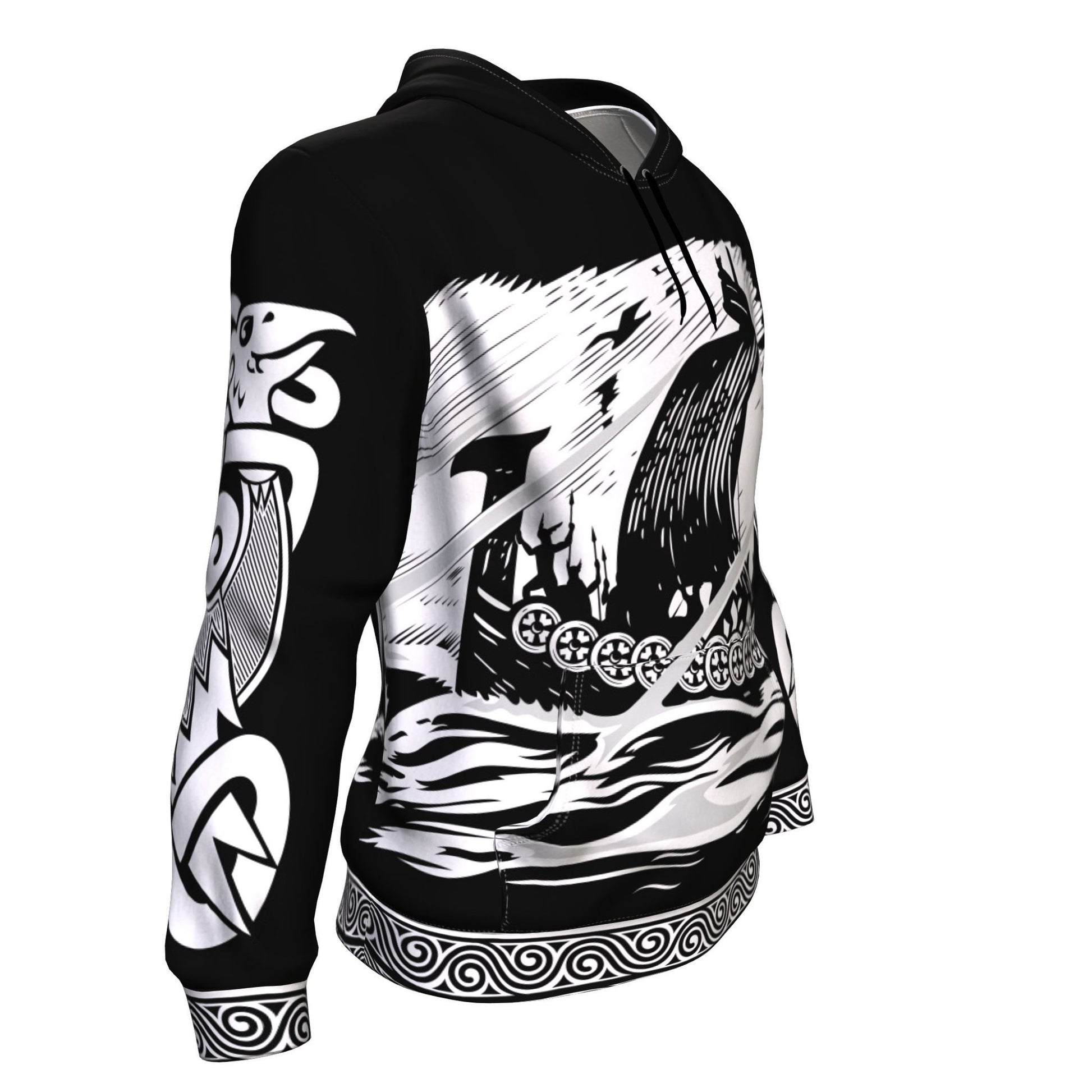 Drakkar Sailing with Viking Warriors Black Hoodie - VikingsBrand