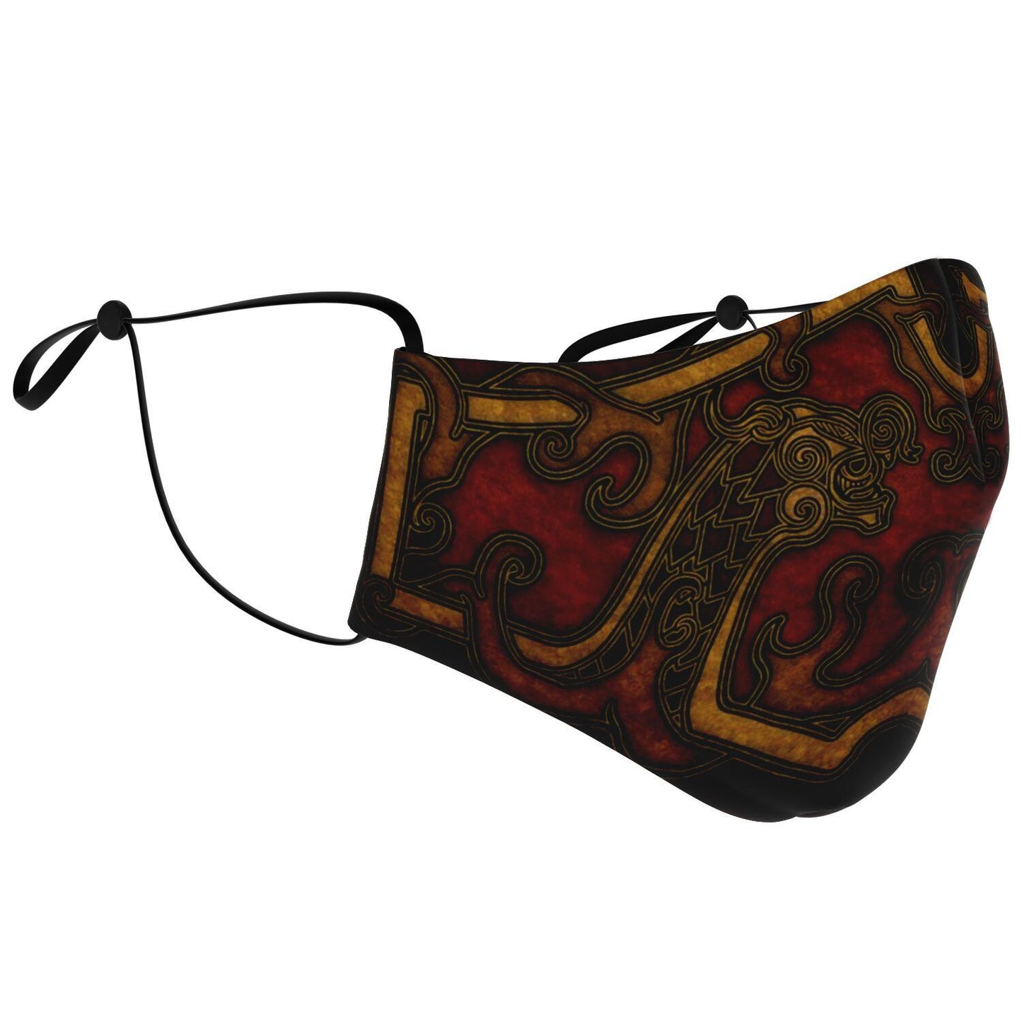 Drakkar Ship Dragon Heads Red Viking Face Mask Cover