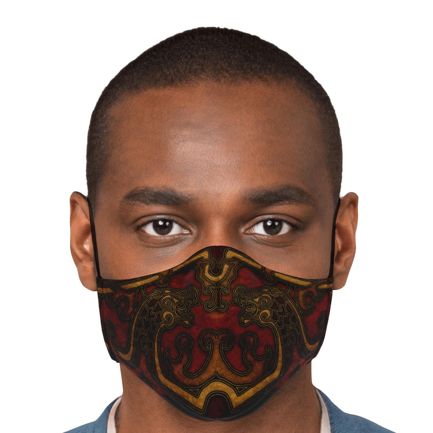 Drakkar Ship Dragon Heads Red Viking Face Mask Cover