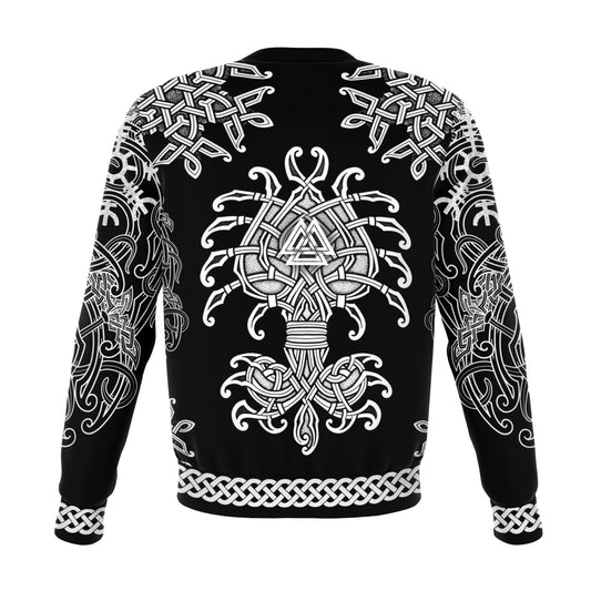 Fa-La-La-La-La Valhalla Yule Santa Sweater with Yggdrasil on the Back - Black Edition - VikingsBrand