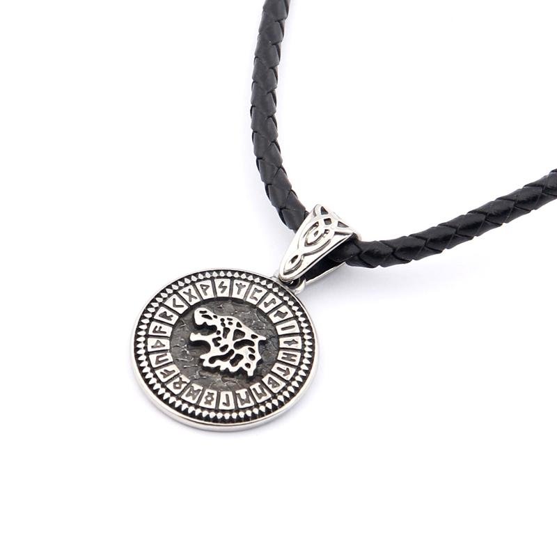 Fenrir Rune Necklace - Stainless Steel - VikingsBrand