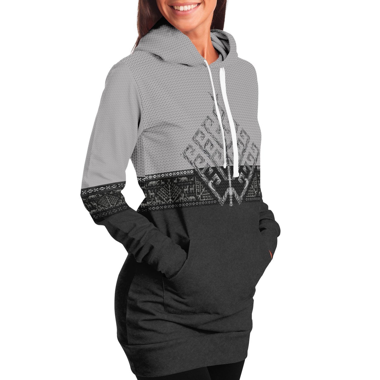 Folk Yggdrasil Premium Longline Hoodie for Shieldmaidens