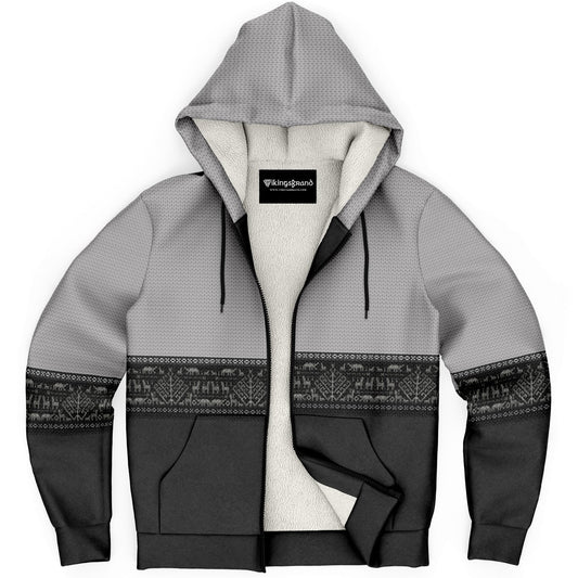 Folk Yggdrasil Microfleece Zip-Up Viking Hoodie