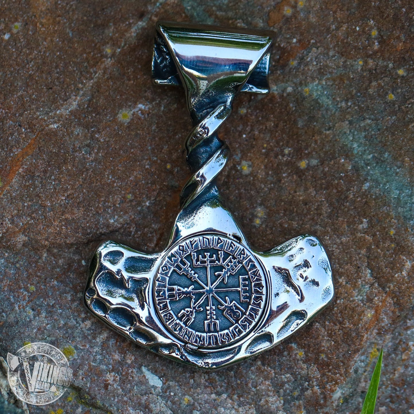 Forged Hammer of Thor with Vegvisir - VikingsBrand