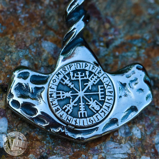 Forged Hammer of Thor with Vegvisir - VikingsBrand