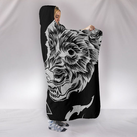 Geri & Freki with Valknut Hooded Blanket - VikingsBrand