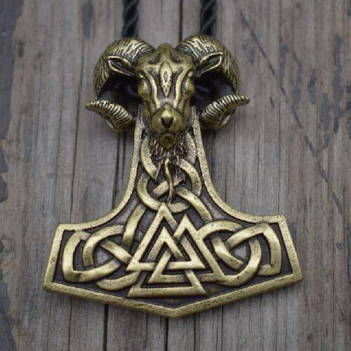 goat and Thor's Hammer pendant necklace – view 2