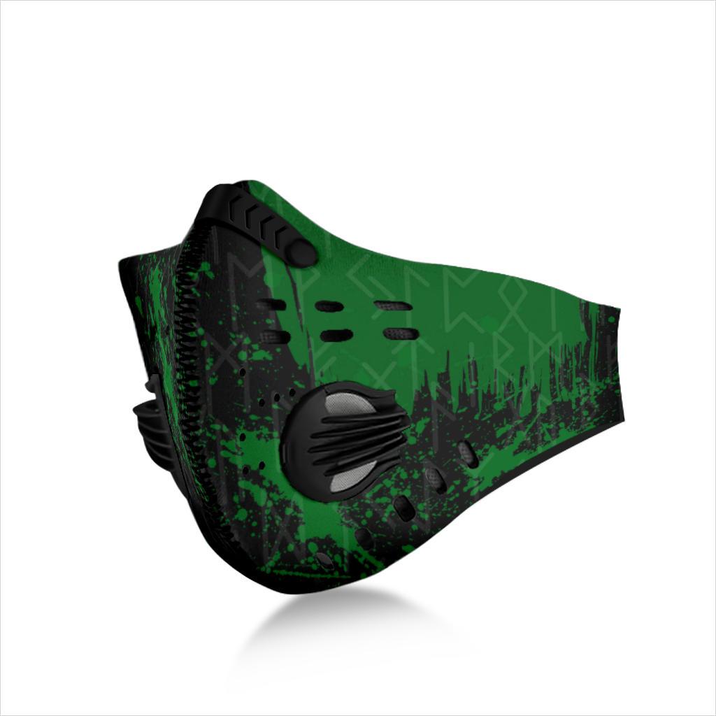 Green Runes Premium Face Mask Cover - Black