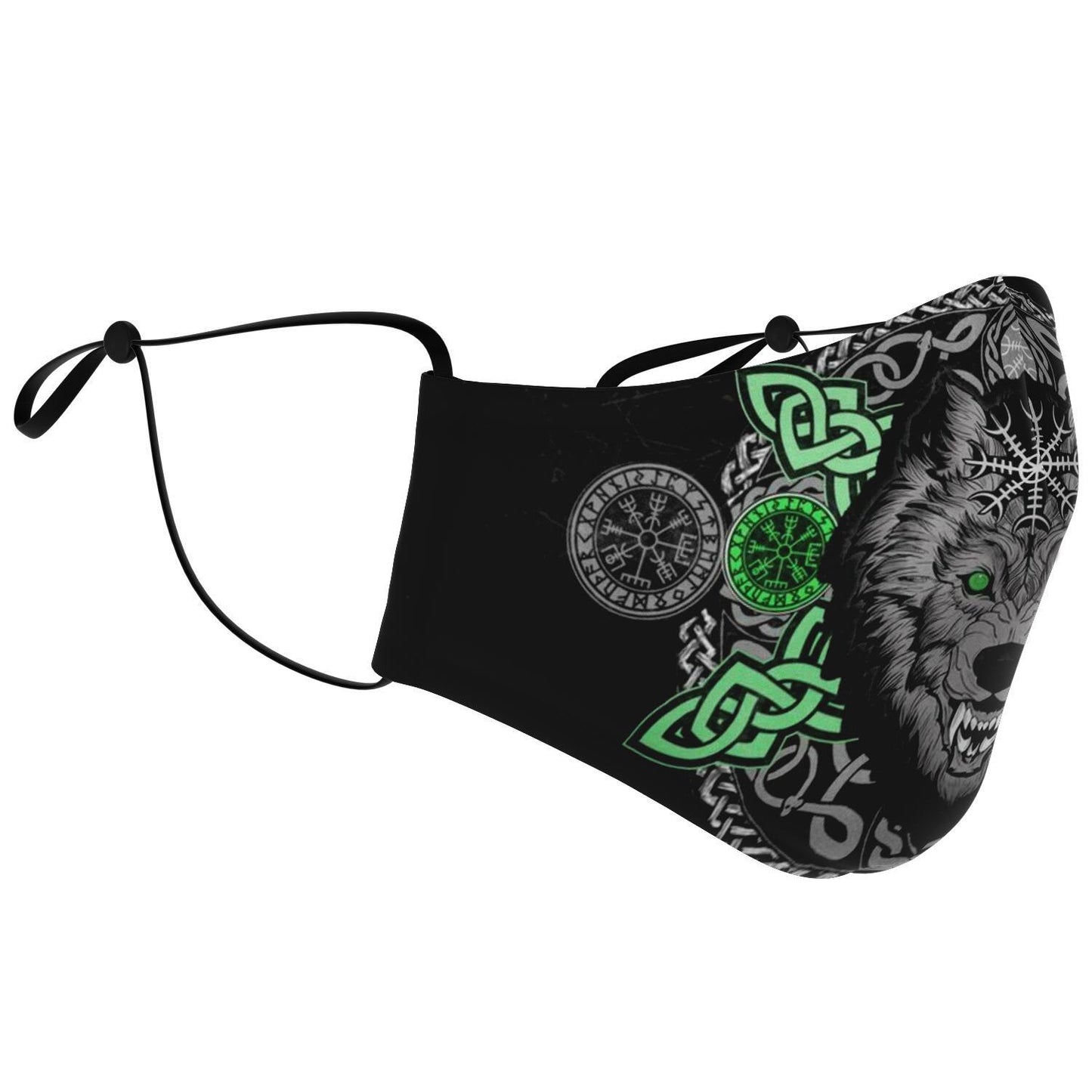 Green Wolf Head Viking Face Mask Cover