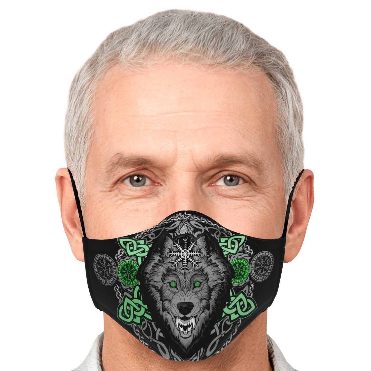 Green Wolf Head Viking Face Mask Cover