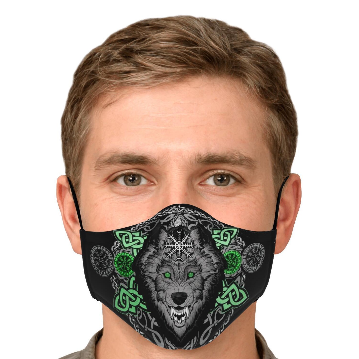 Green Wolf Head Viking Face Mask Cover
