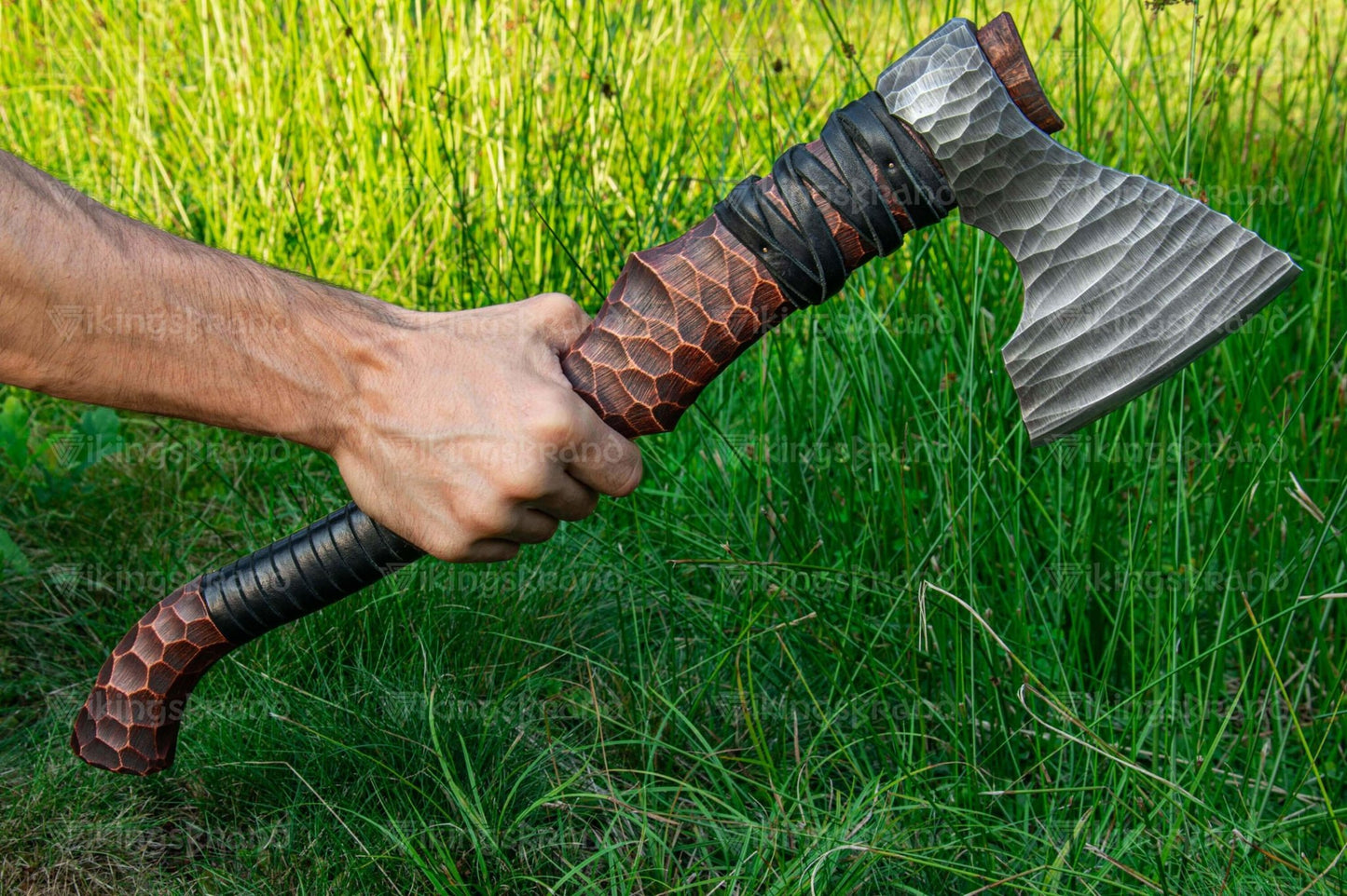 Hand-Forged Axe “Rod” With Leather Cover & Wooden Box