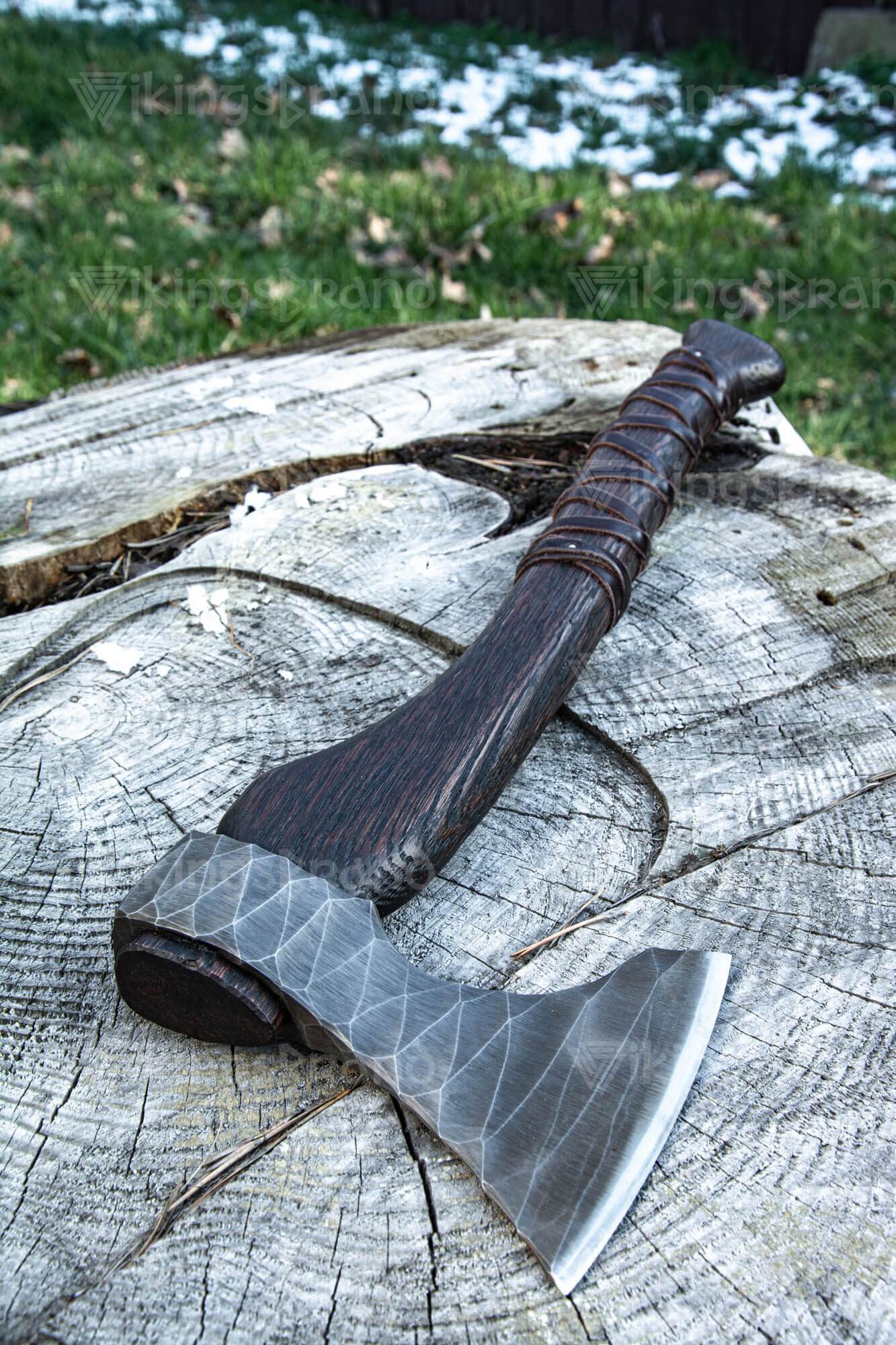 Hand Forged Axe “Sterk Gorm” With Leather Cover And Wooden Box