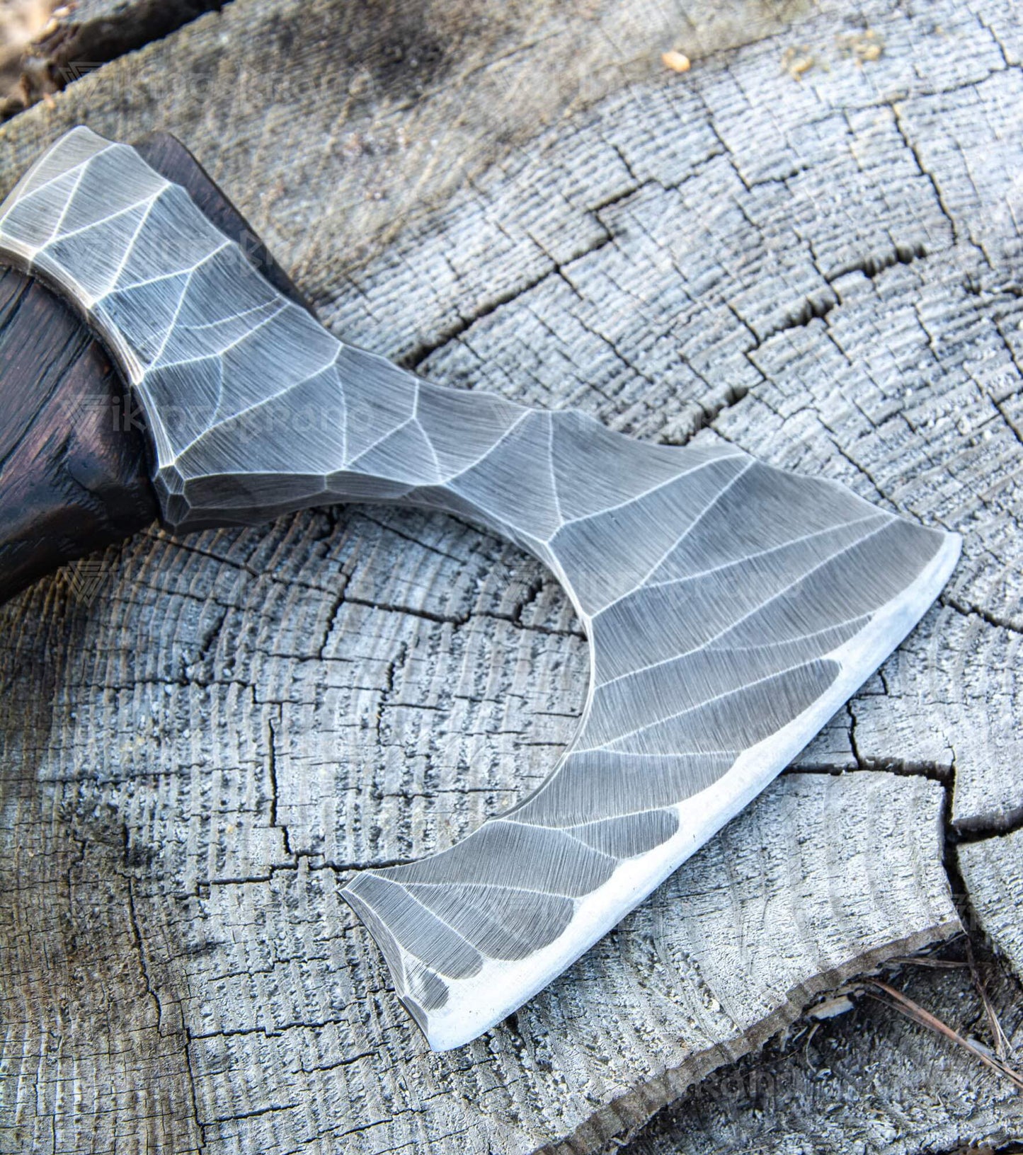 Hand Forged Hatchet "Skarpt nebb" With Leather Cover And Wooden Box