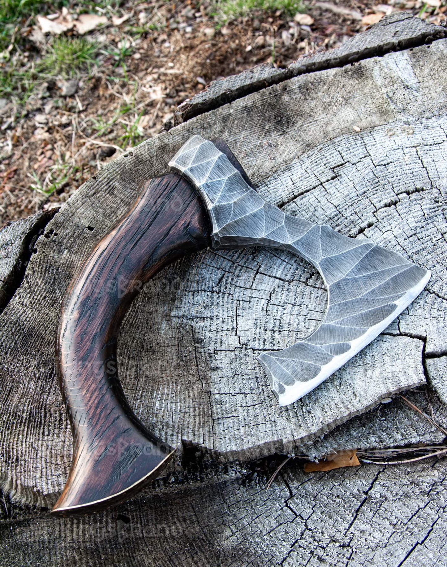 Hand Forged Hatchet "Skarpt nebb" With Leather Cover And Wooden Box