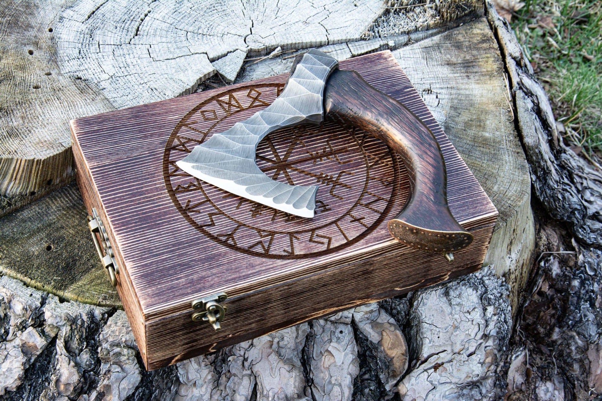 ancientsmithy axe without my text / with box Hand Forged Viking Axe "Skarpt nebb"