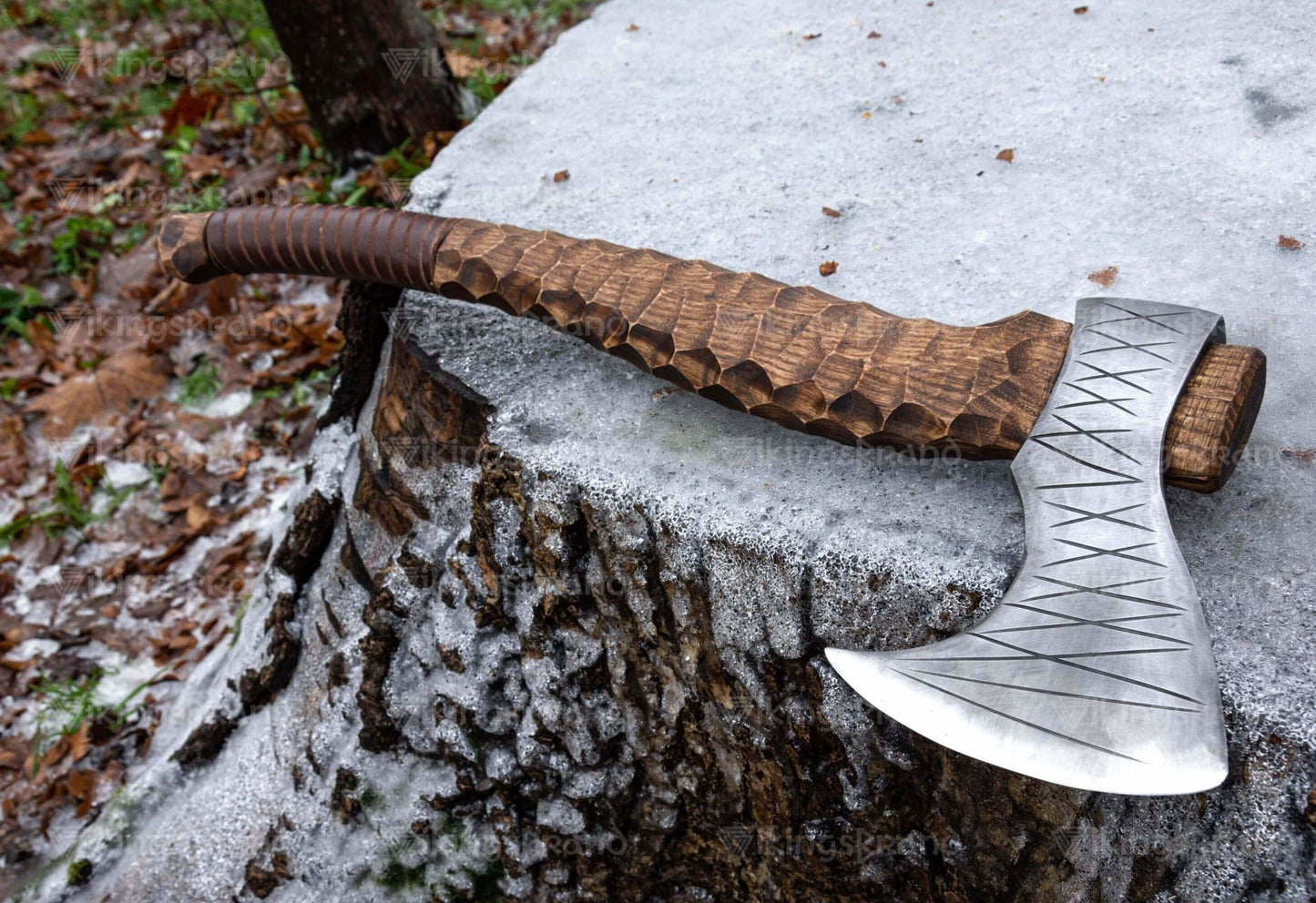 Hand Forged Hatchet “Sol Styr” With Leather Cover And Wooden Box