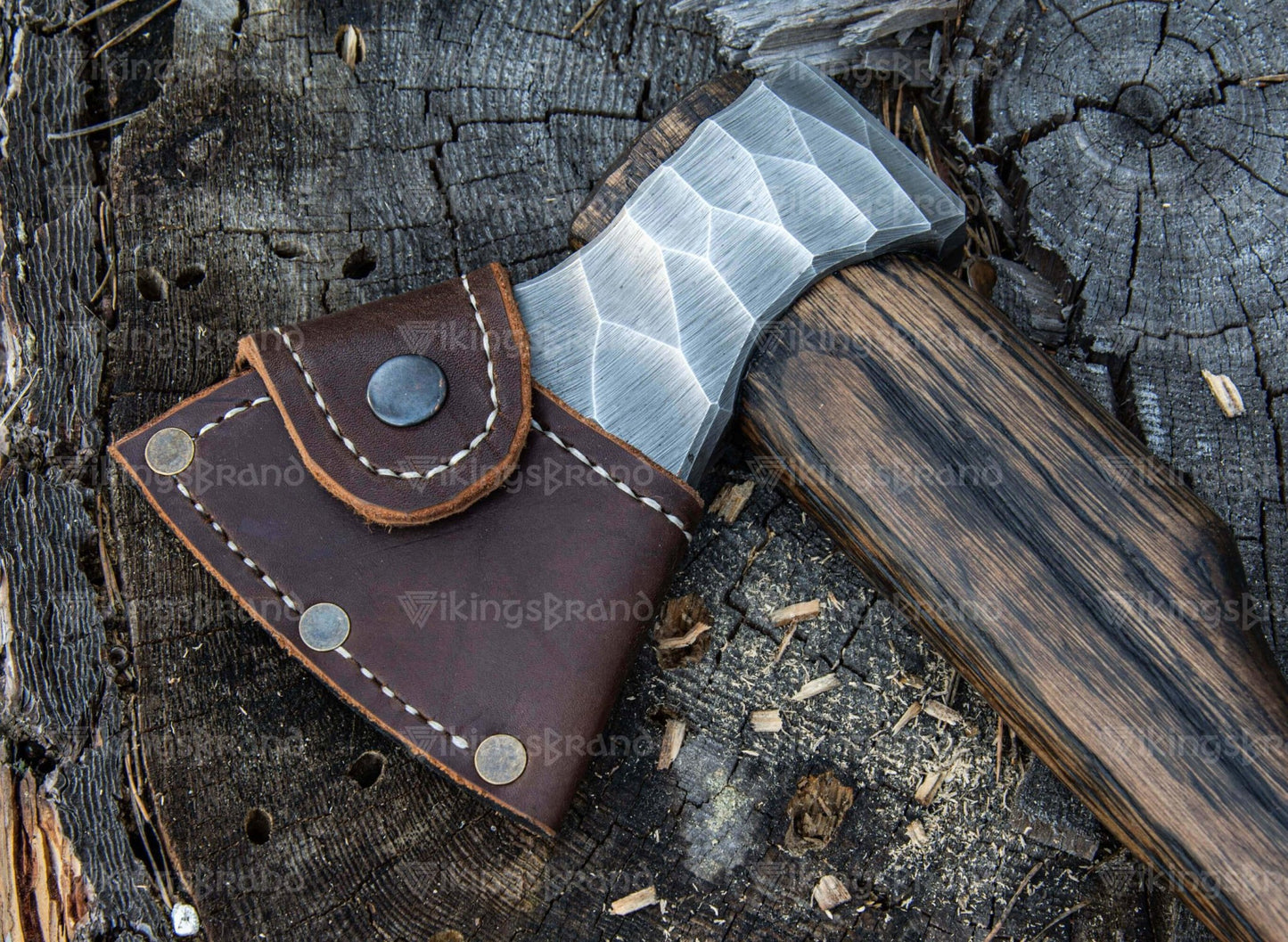 Hand Forged Hatchet “Vill Gustus” With Leather Cover And Wooden Box