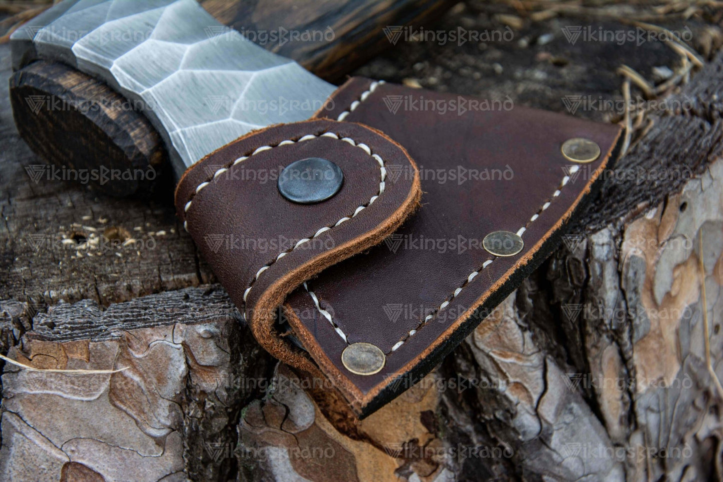 Hand Forged Hatchet “Vill Gustus” With Leather Cover And Wooden Box