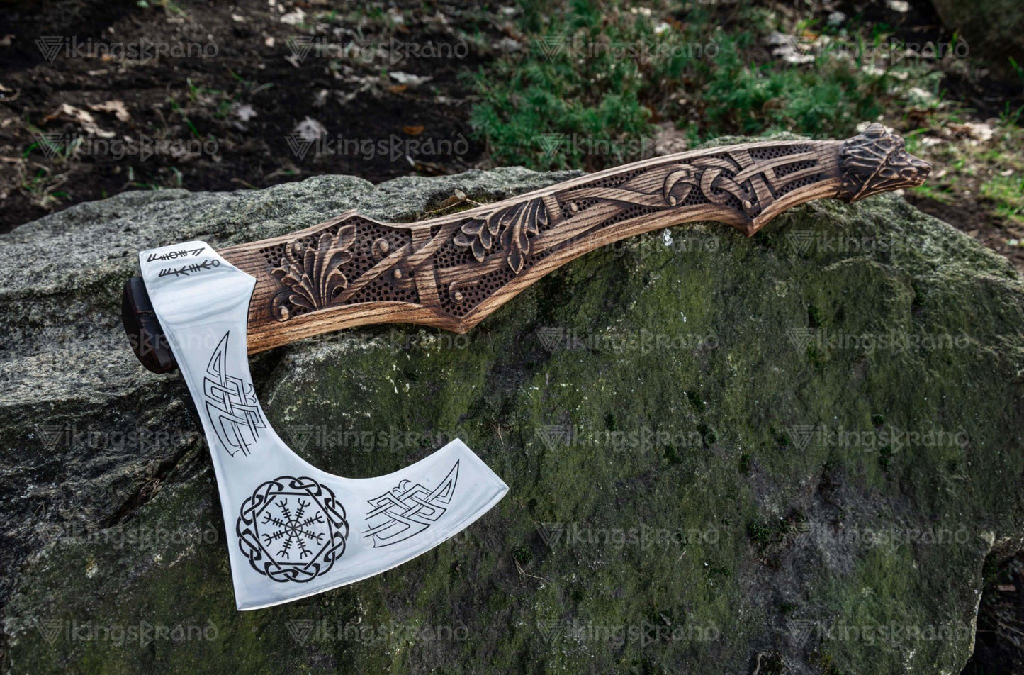 Hand-Forged Axe "Grusom Bjørn" With Carved Handle