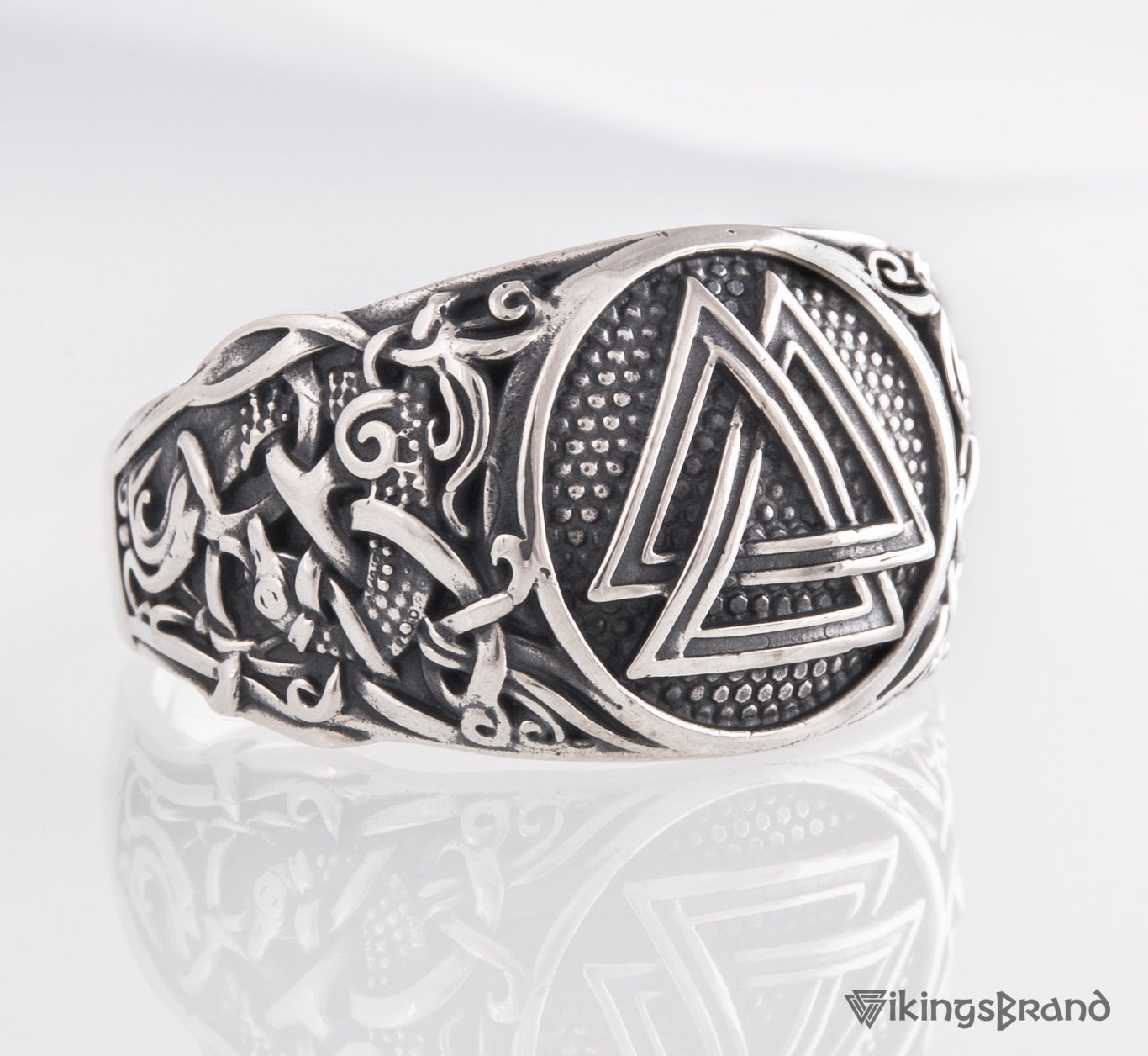 Handmade Mammen Viking Ring with Valknut | 925 Silver or Gold